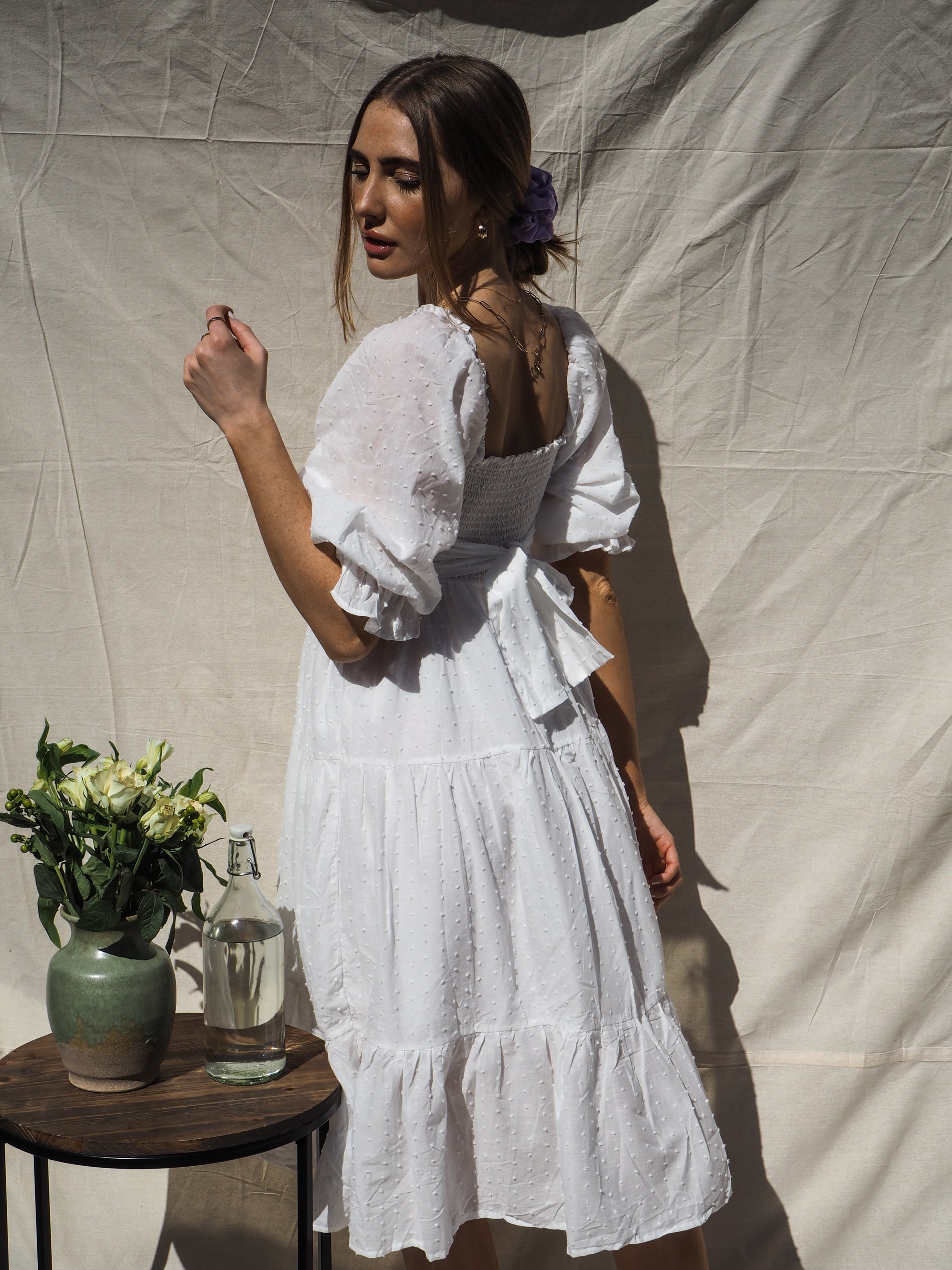 White Bow Midi Dress – Muse and Moda