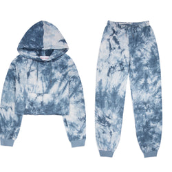 Blue Tie Dye Crop Lounge Set